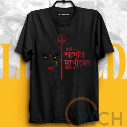 Maa Durga Printed The classic Rich Brand Black T-Shirt High Quality cotton Febric