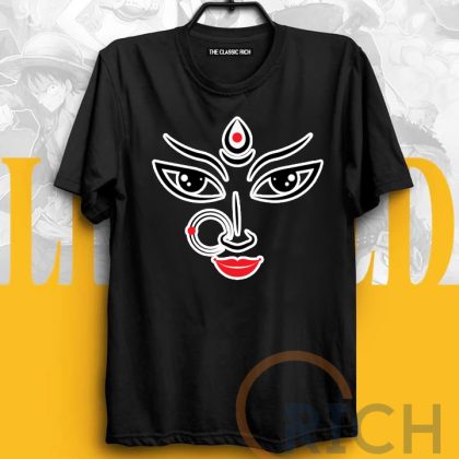 Maa Durga Printed The classic Rich Brand Black T-Shirt High Quality cotton Fabric