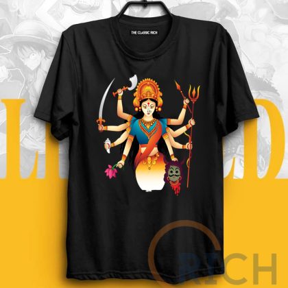 Maa Durga Printed The classic Rich Brand Black T-Shirt High Quality cotton Fabric