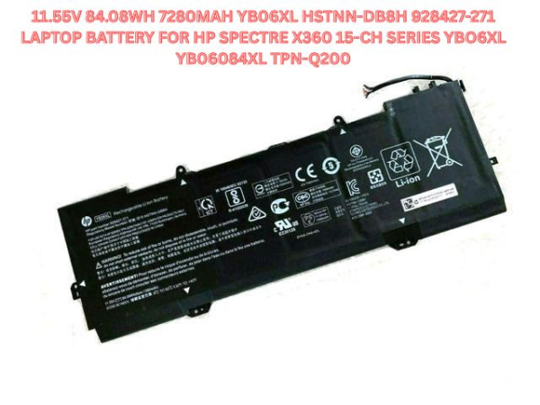 11.55V 84.08Wh 7280mAh YB06XL HSTNN-DB8H 928427-271 Laptop Battery for Hp Spectre X360 15-CH Series YBO6XL YB06084XL TPN-Q200